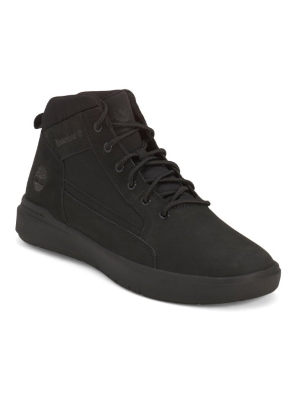 TIMBERLAND Men's Black Nubuck Leather Allston Sneakers with Embossed Brand Logo